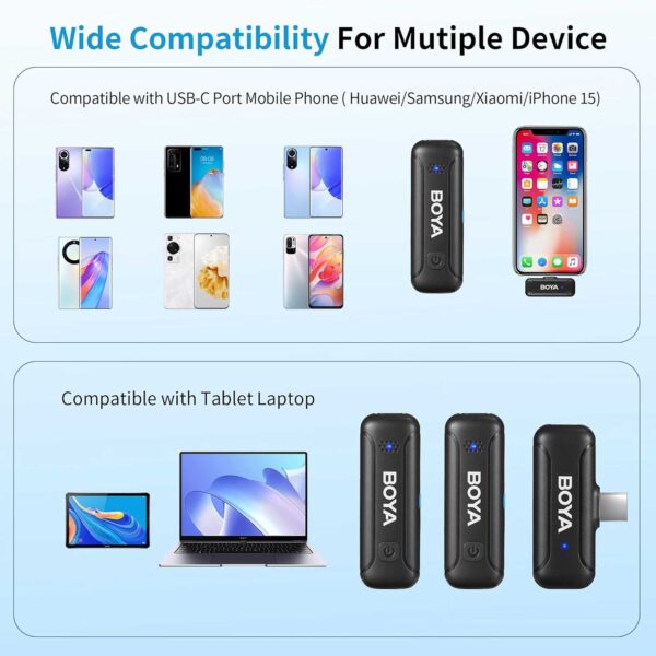 میکروفون یقه ای بی سیم بویا مدل BY-WM3T-U2 رابط Type-C با باکس شارژ