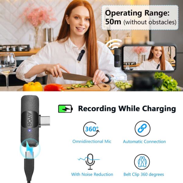 میکروفون یقه ای بی سیم بویا مدل BY-V20 رابط Type-C