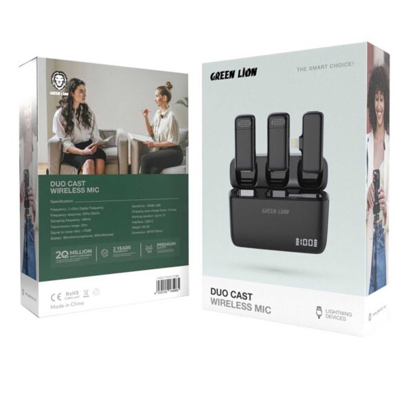 میکروفون یقه ای بی سیم گرین لاین مدل GNDCTWMICLGBK رابط Lightning