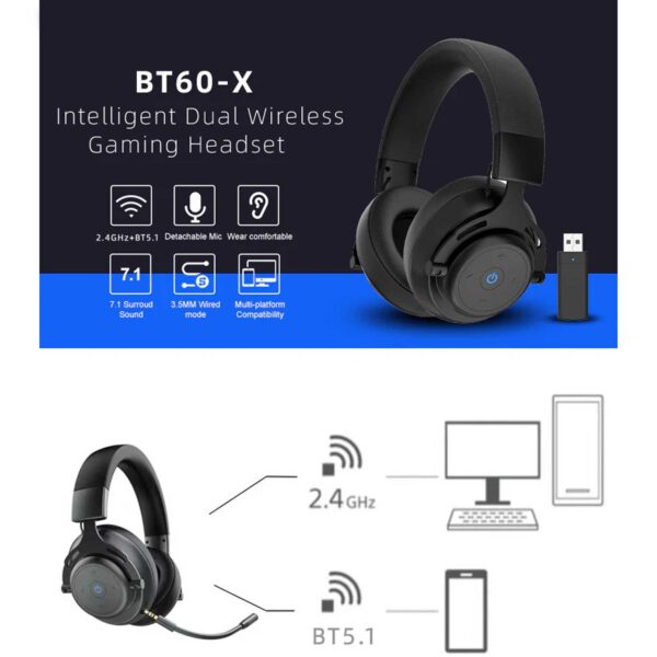 هدست گیمینگ بی سیم آبینگو مدل BT60X