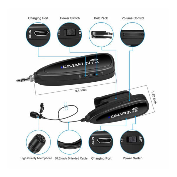 میکروفون یقه ای بی سیم کیمافون مدل KM-G130-1