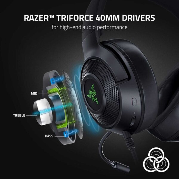 هدفون گیمینگ با سیم ریزر مدل Kraken V3 RGB