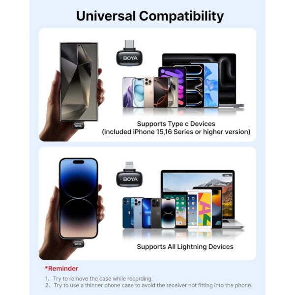 میکروفون یقه ای بی سیم بویا مدل Boya MINI COMBO رابط Lightning و Type C
