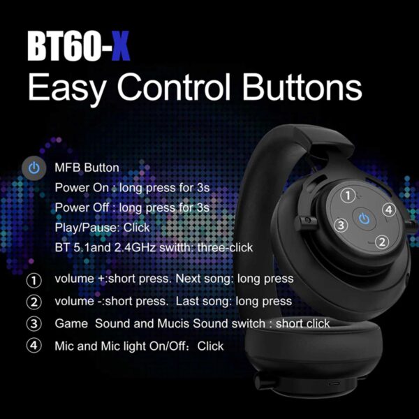 هدست گیمینگ بی سیم آبینگو مدل BT60X