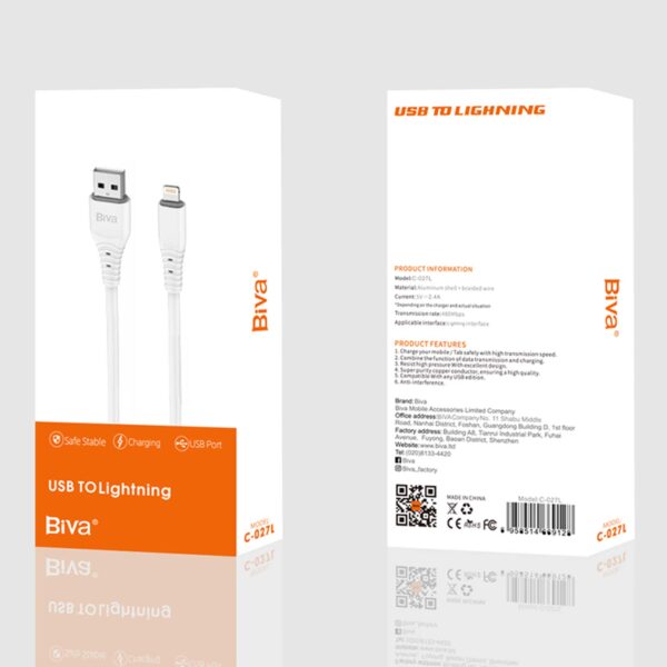 کابل Lightning بیوا مدل C027L توان 12 وات