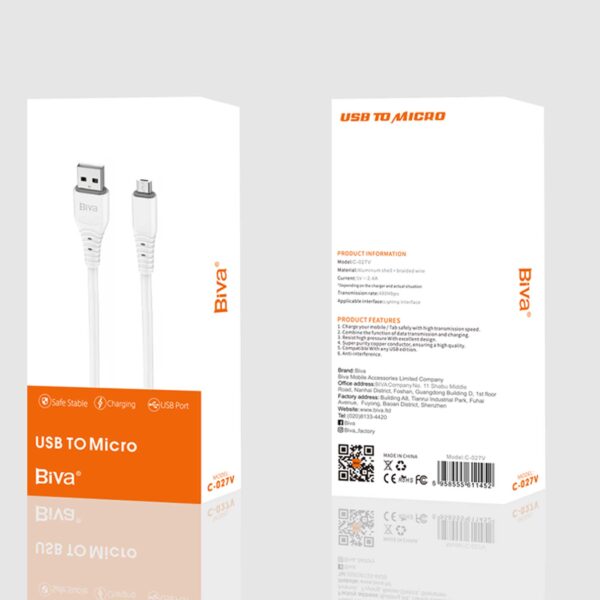 کابل Micro-USB بیوا مدل C027V توان 12 وات