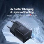 شارژر دیواری فست شارژ باسئوس مدل GAN5S توان 20 وات