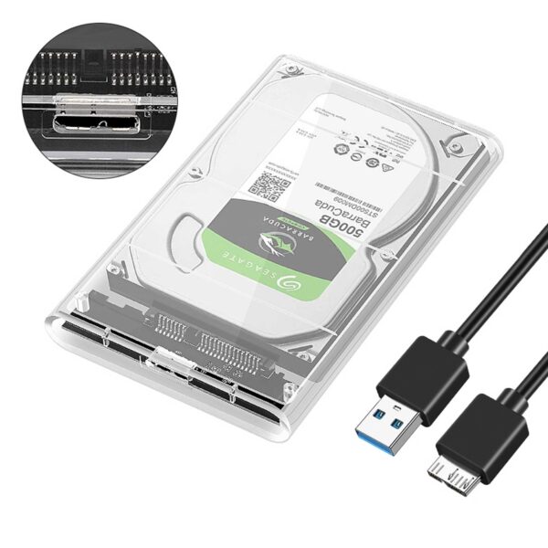 باکس تبدیل SATA به USB 3.0 هارددیسک 2.5 اینچ مدل شیشه‌ای
