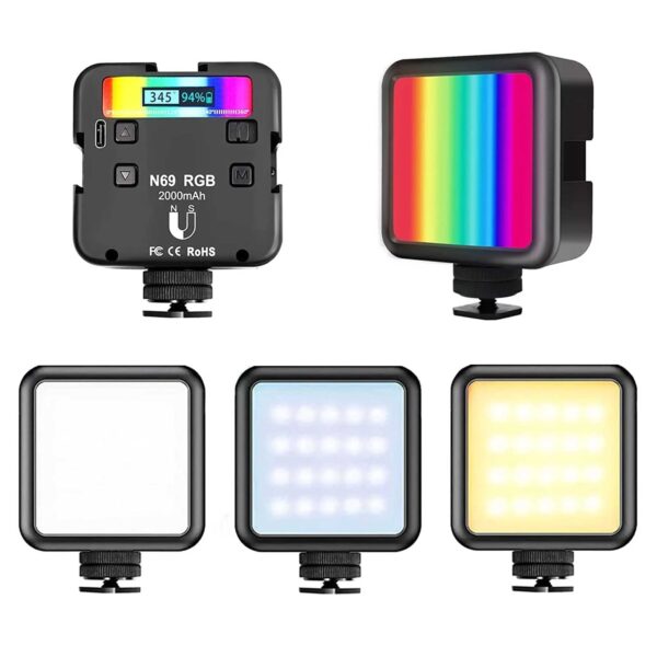 نور ثابت مخصوص موبایل و دوربین شارژی مدل N69 RGB