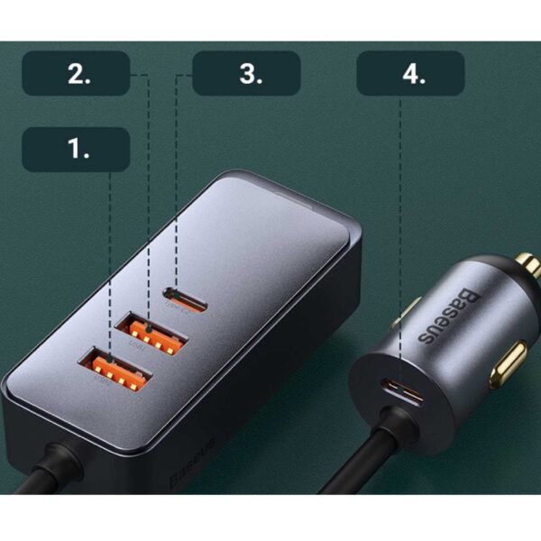شارژر فندکی باسئوس مدل Share Together CCBX120C2 توان 120 وات