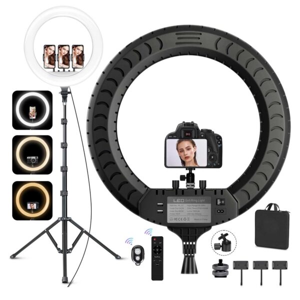 رینگ لایت بیوا مدل RL03 65W سایز 21 اینچ با سه پایه و 3 هولدر