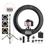 رینگ لایت بیوا مدل RL02 55W سایز 18 اینچ با سه پایه و 3 هولدر