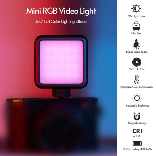 نور ثابت مخصوص موبایل و دوربین شارژی مدل N69 RGB - Image 11