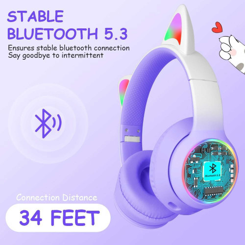 هدفون بی سیم بچگانه طرح گربه مدل AKZ60 - Image 6