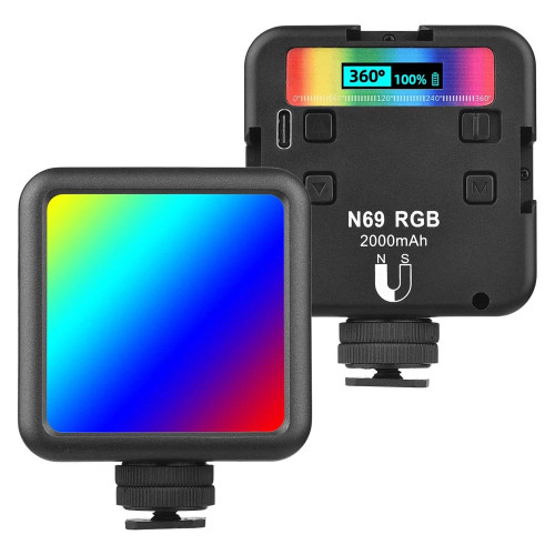 نور ثابت مخصوص موبایل و دوربین شارژی مدل N69 RGB - Image 3