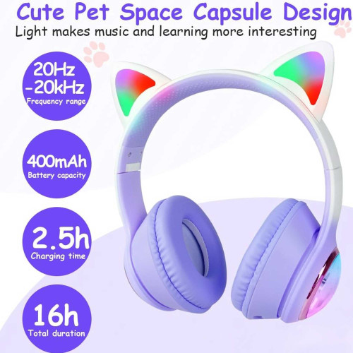 هدفون بی سیم بچگانه طرح گربه مدل AKZ60 - Image 8