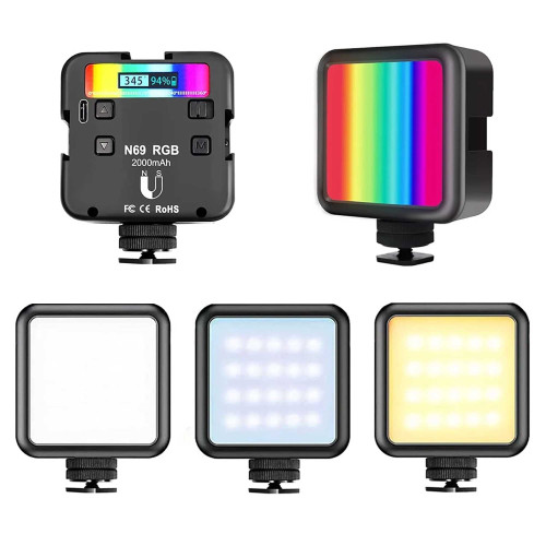 نور ثابت مخصوص موبایل و دوربین شارژی مدل N69 RGB - Image 4