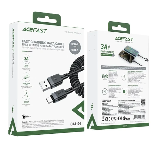 کابل Type-C فنری ایس فست مدل C14 04 طول 1.2 متر - Image 5