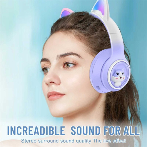 هدفون بی سیم بچگانه طرح گربه مدل AKZ02 - Image 7
