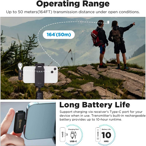 میکروفون یقه ای بی سیم بویا مدل BY-WM3T2-D2 رابط Lightning - Image 3