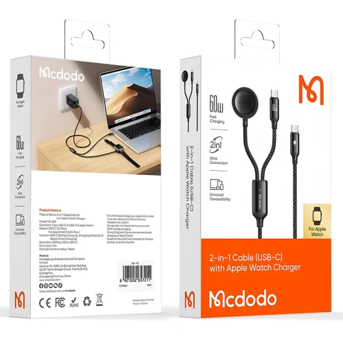 کابل فست شارژ و شارژر وایرلس اپل واچ مک دودو مدل CA2200 - Image 9