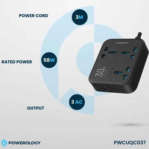 چند راهی و محافظ برق سه سوکت پاورولوژی مدل PWCUQC037 - Image 4
