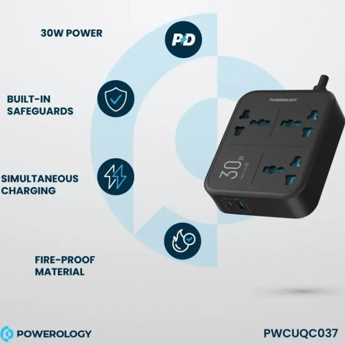 چند راهی و محافظ برق سه سوکت پاورولوژی مدل PWCUQC037 - Image 5