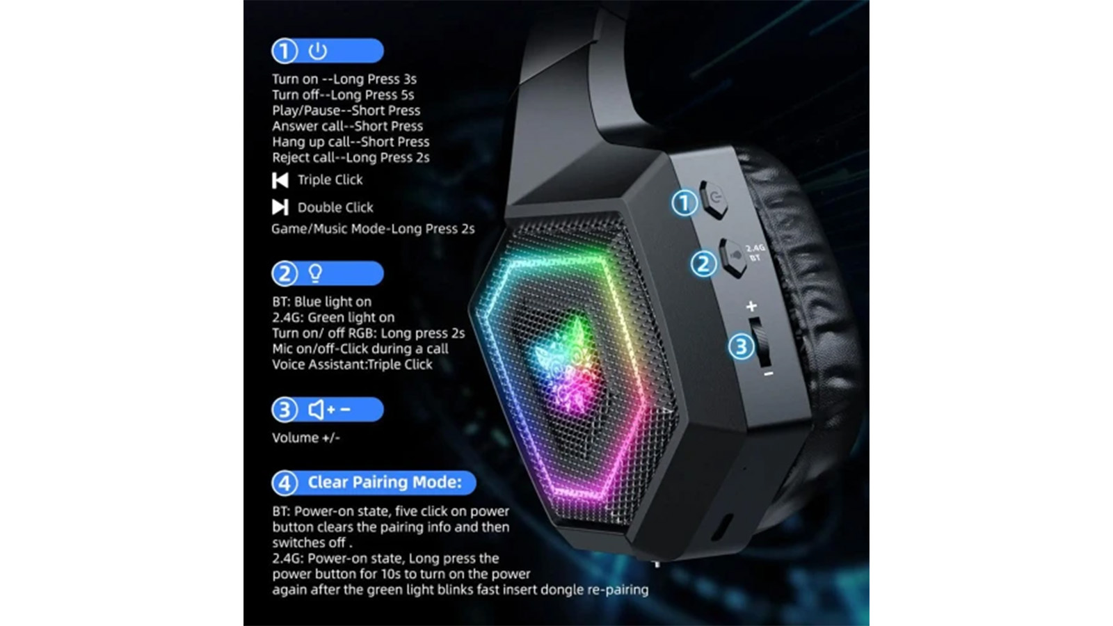 راهنمای خرید هدفون بیسیم گیمینگ اونیکوما GT806 RGB