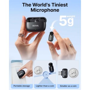 میکروفون یقه ای دو کاربره بویا مدل BOYA MINI2 01 COMBO رابط Type C و LIGHTNING - Image 2